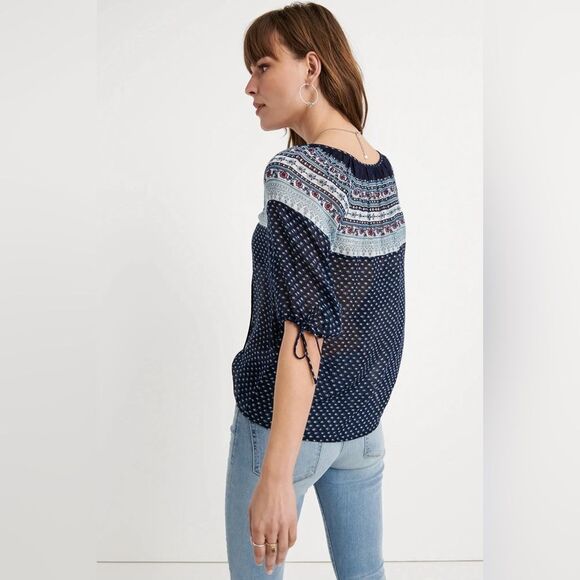 Lucky Brand | Navy Peasant Women's Top | small - Picture 1 of 6
